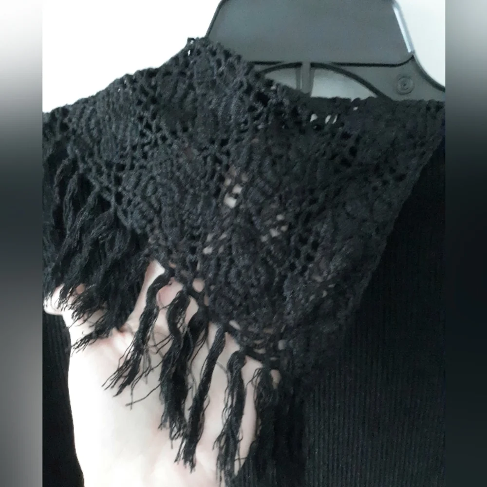 Silk Fringe Scarf Knit Sweater Fall Winter
